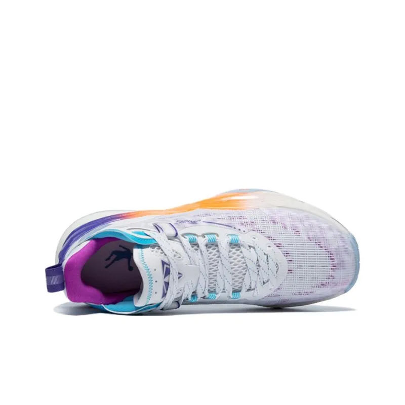 QIAODAN Poisonous Fangs Lite Anti Slip Wear Resistant Low Top Basketball Shoes Men's Jordan White Phantom Purple-2