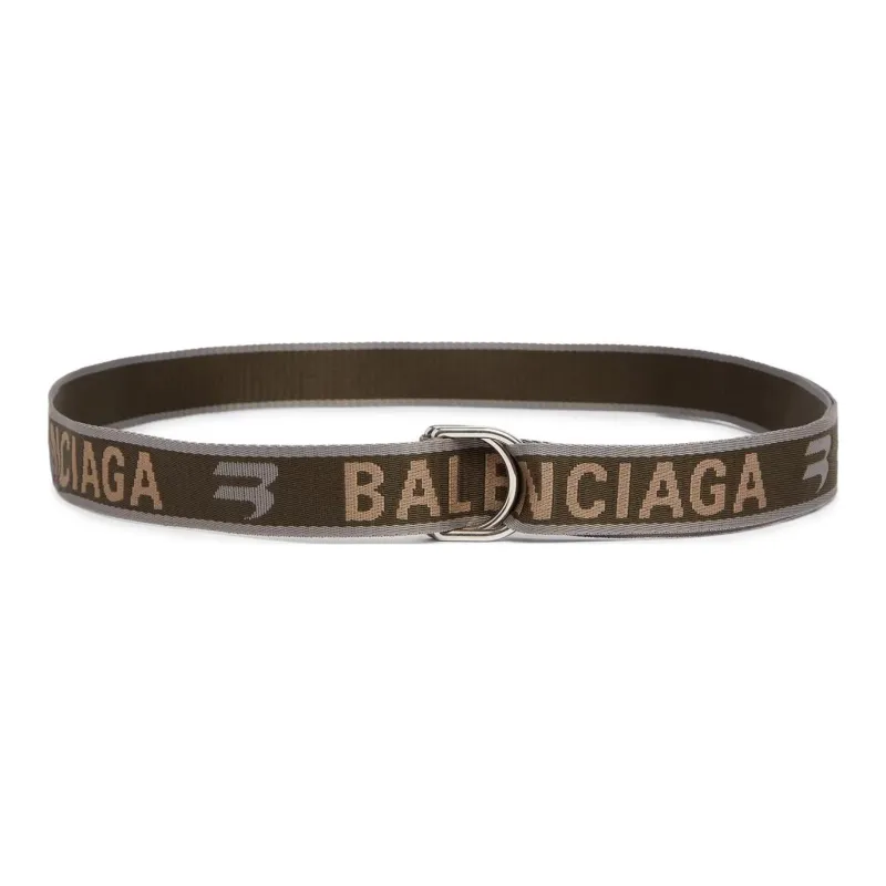 Balenciaga Polyester Leather Belts Men's Dark Green Width 3.5CM-3