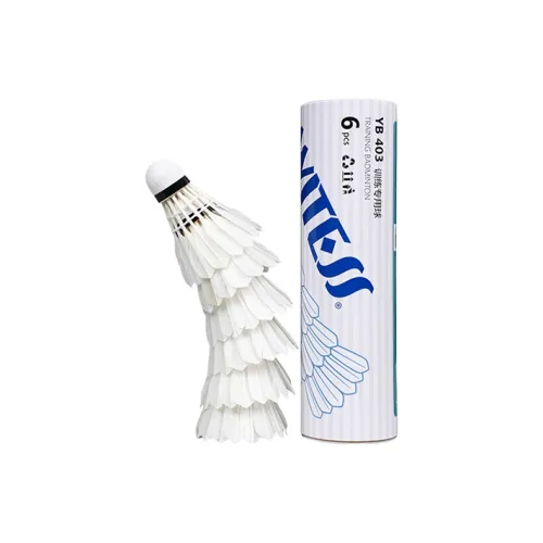 WITESS YB403 White Fur 6 Pack Duck Feather Big Board Duck Feather Indoor Outdoor Universal Shuttlecocks