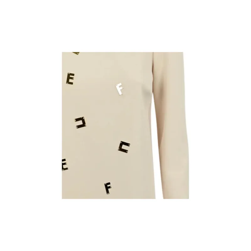 Elisabetta Franchi Logo Embellished Crepe Crewneck Mini Dress-5