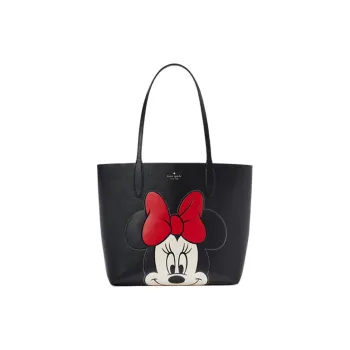 Kate Spade Disney, Collaboration Cow Leather Tote Bag, Shopping Bag, Shoulder Bag Large Size Women's Black