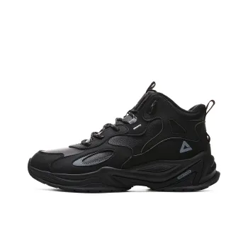 PEAK Star Stone Skateboard Shoes Men High Top Black