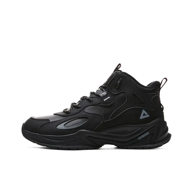 PEAK Star Stone Skateboard Shoes Men High Top Black-0