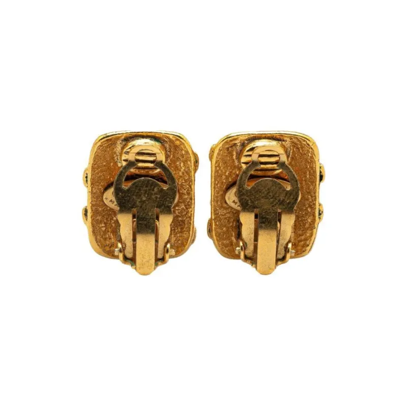 CHANEL 1994s Banded Cc Logo Clip on Earrings-1