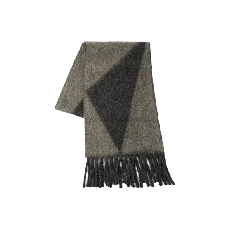 ZARA Wool Blend Acrylic Polyester Wool Knit Scarves Women's White/Gray-2