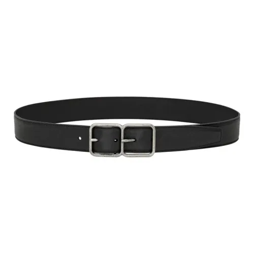 SAINT LAURENT - Leather Belts Unisex Black 3.5CM