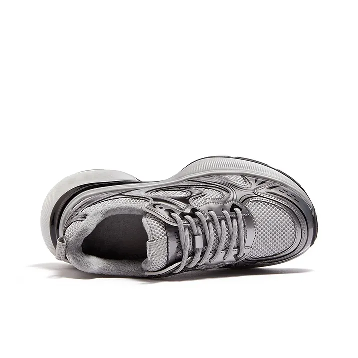 CAMEL Chunky Sneakers Women's Low Top Gray Silver/Beige Gray/Gun Black-4
