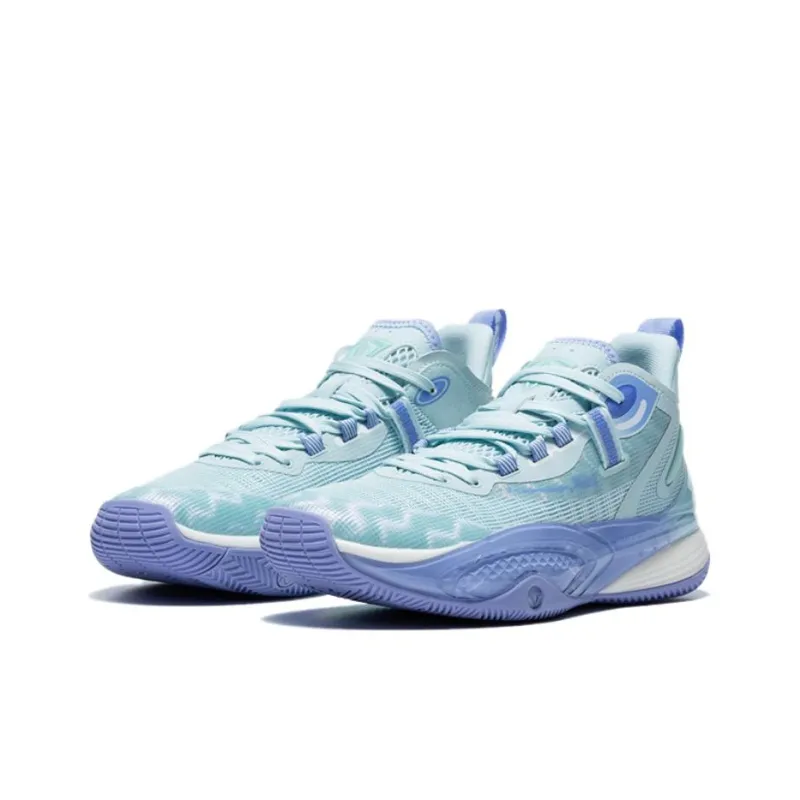 QIAODAN Poisonous Fangs Lite Slip-Resistant Low-Top Basketball Shoes Men's Pink Foam Blue Purple Garden Color-1