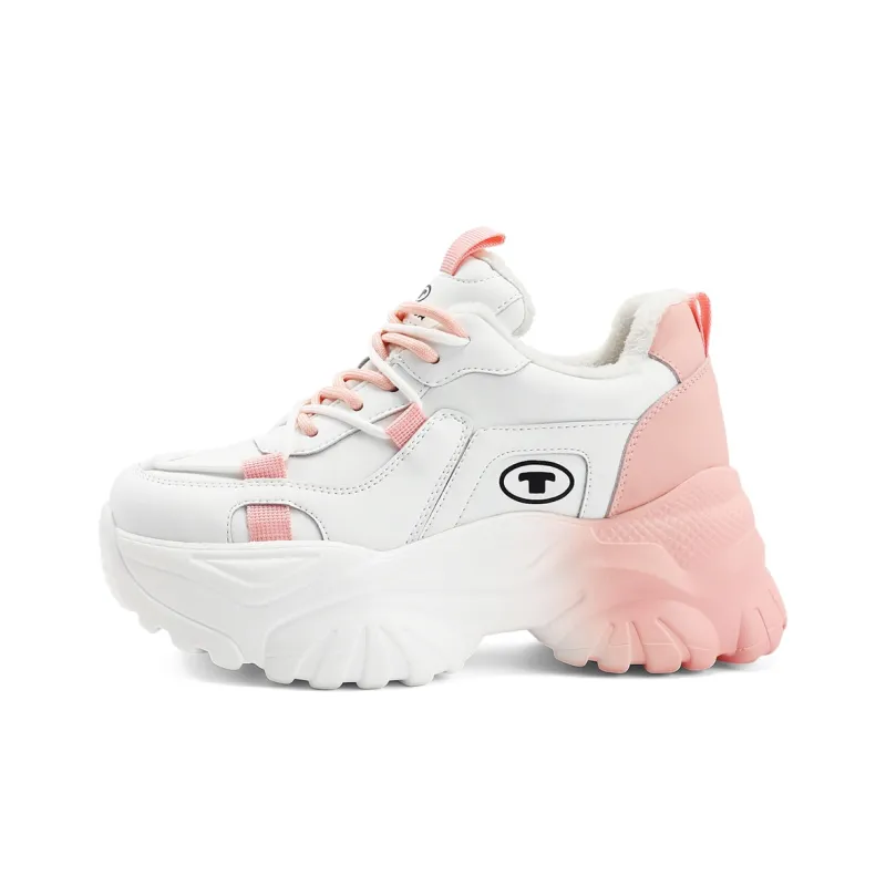 TOM TAILOR Sweet Pink Holographic Thick Heel Trendy Running Shoes Slip Resistant Low Top Casual Shoes Women's-18