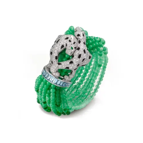 CARTIER White Gold Diamond Emerald Green Jade Sapphire Onyx Bracelets Women's Green