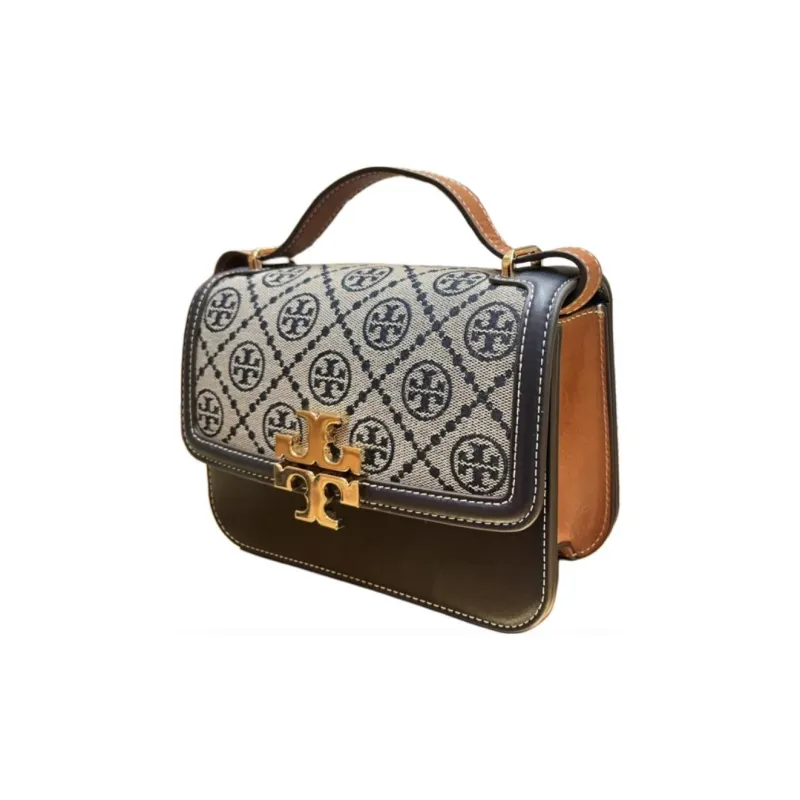TORY BURCH T MonogramEleanor Cotton Shoulder Bag Small Size Women's Marine Blue-1