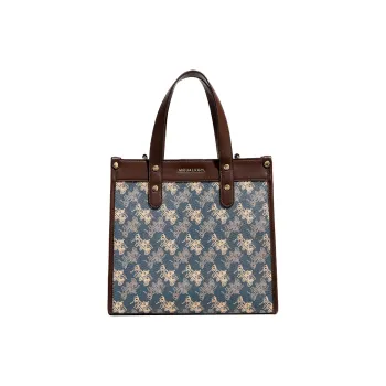 H YXIANG Microfiber Synthetic Leather Tote Bag Shopping Bag Handbag Women's Blue
