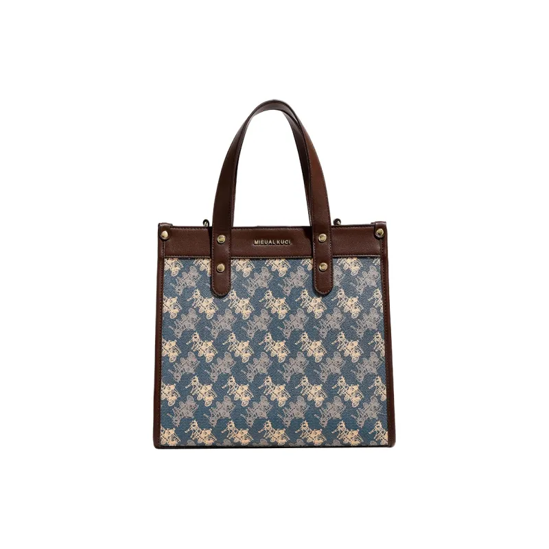H YXIANG Microfiber Synthetic Leather Tote Bag Shopping Bag Handbag Women's Blue-0