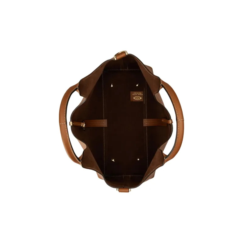 TOD'S Calfskin Tote Bag Shopping Bag Shoulder Bag Handbag Small Size Women's Brown-3