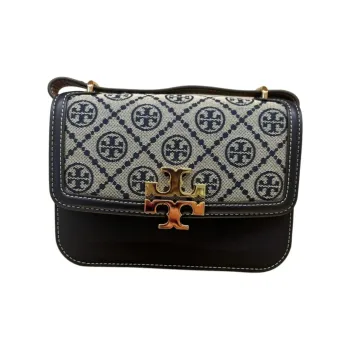 TORY BURCH T MonogramEleanor Cotton Shoulder Bag Small Size Women's Marine Blue