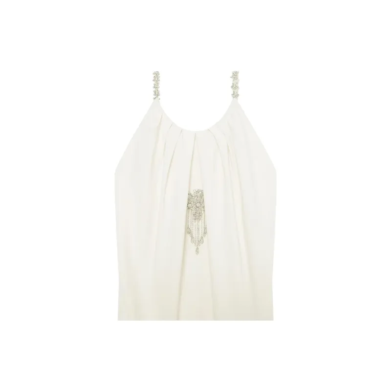 GIVENCHY Evening Draped Dress In Crepe With Crystal Details Slip Dresses Women's White-4