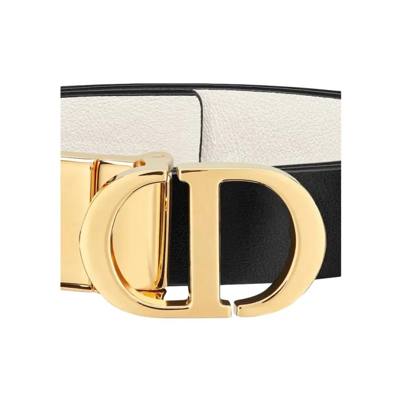 DIOR Cow Leather Belts Women's Black/Milk White Width  2CM-3