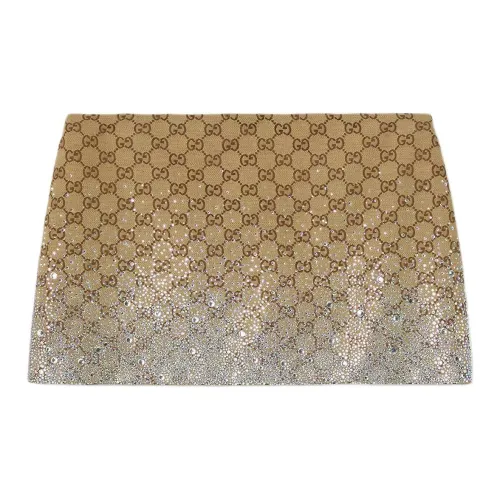 GUCCI Crystals Embroidered Gg Canvas Mini Skirt 'Dark Brown'