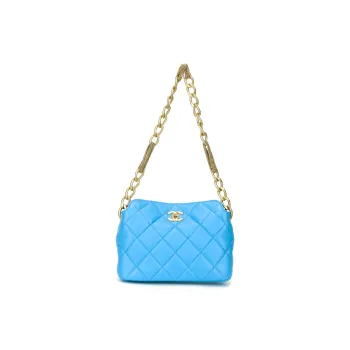 CHANEL Sheepskin Hobo Bag, Shoulder Bag Women's Blue