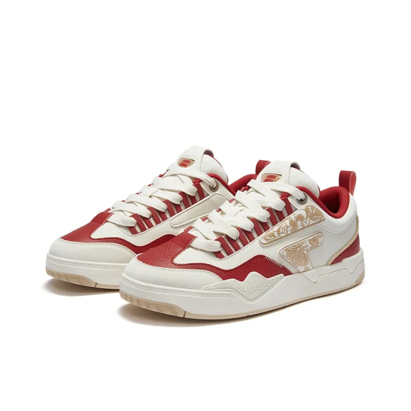 FILA FUSION NOLLIEF CNY Anti Slip Wear Resistant Low Top Skateboard Shoes Men's White Red-1