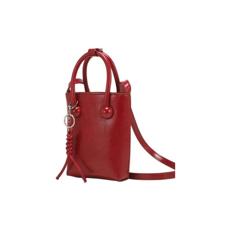 PAYOT Microfiber Synthetic Leather Shoulder Bag Crossbody Bag Handbag Small Size Women's Red-2