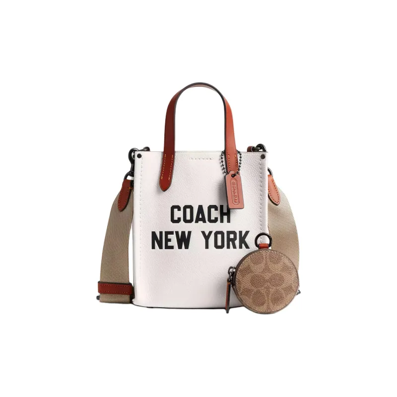 COACH Leather Shoulder Bag, Crossbody Bag, Handbag Trumpets Men's Chalk White-0