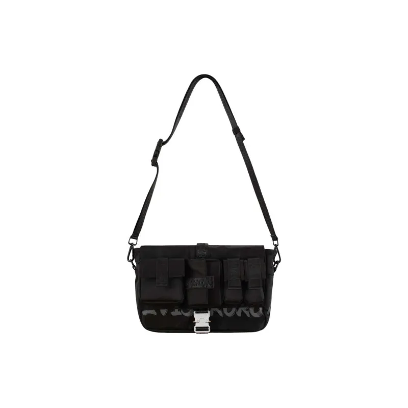 EVISU Polyamide Messenger Bag, Shoulder Bag, Crossbody Bag Unisex Black-0
