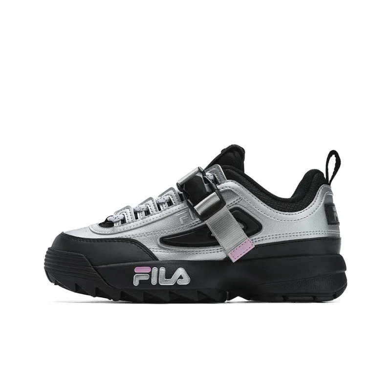 FILA Disruptor 2 Abrasion-Resistant Slip-Resistant Low-Top Casual Shoes Women's Silver Black-0