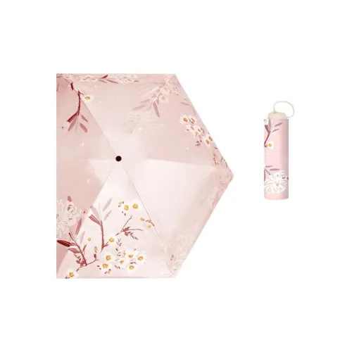 IDREAMY Lightweight Five-Fold 15cm Baby's Breath Pink Black Sun Protection Portable Sunny And Rainy Dual-Use Umbrella