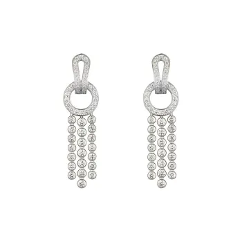 CARTIER Diamond White Gold Earrings Women's Silver