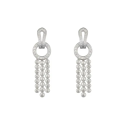 CARTIER Diamond White Gold Earrings Women's Silver