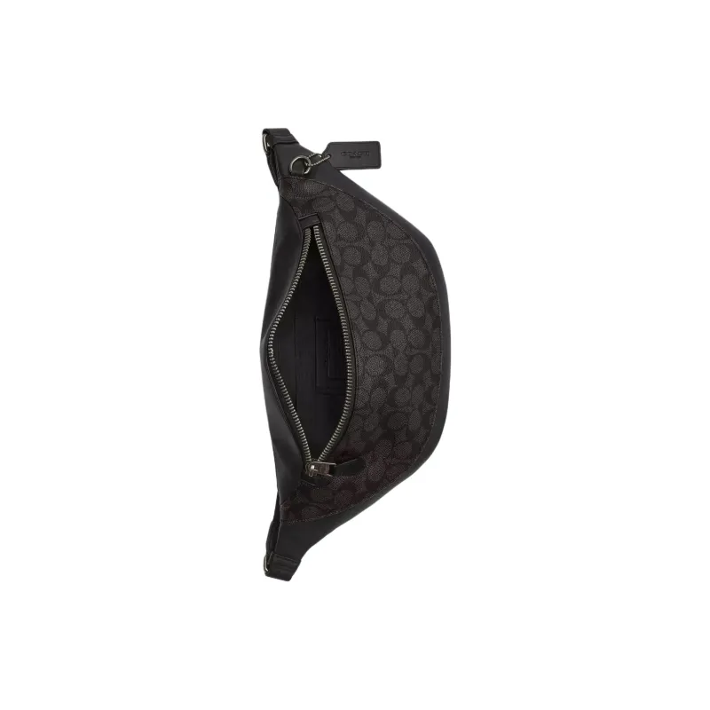 COACH Warren Coated Canvas Fanny Pack Tubas Men's Walnut & Black-2