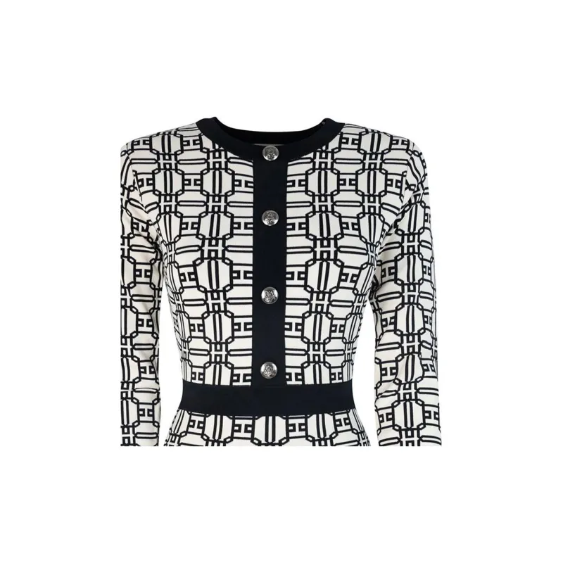 Elisabetta Franchi Logo Jacquard Long Sleeved Mini Dress-4