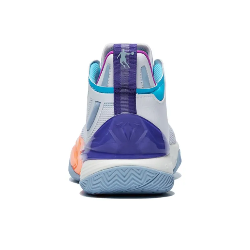 QIAODAN Poisonous Fangs Lite Anti Slip Wear Resistant Low Top Basketball Shoes Men's Jordan White Phantom Purple-3