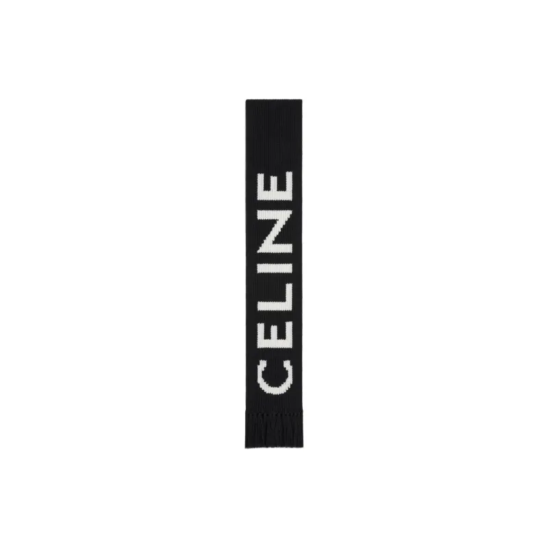 CELINE Wool Knit Scarves Men's Black-0