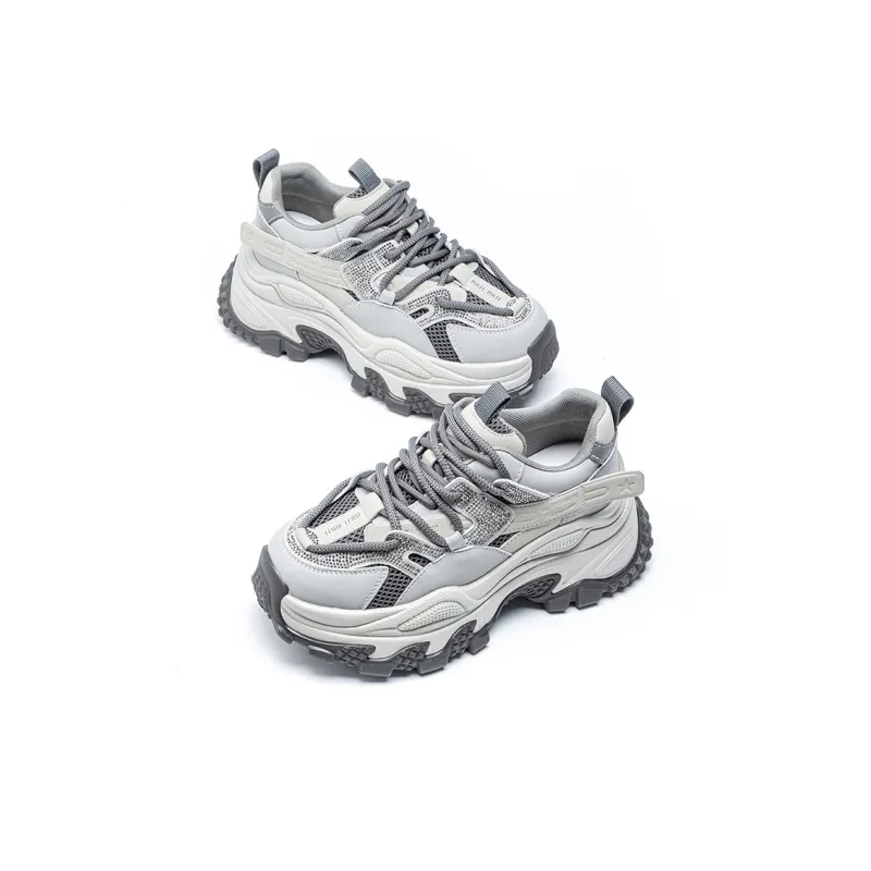 BENZI Anti Slip Wear Resistant Breathable Moisture Wicking Lightweight Low Top Chunky Sneakers Women's-1