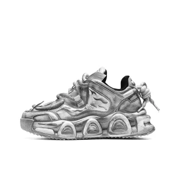 REPUSEN Anti-Slip And Wear-Resistant Height Increasing Low-Top Chunky Sneakers Unisex White Gray