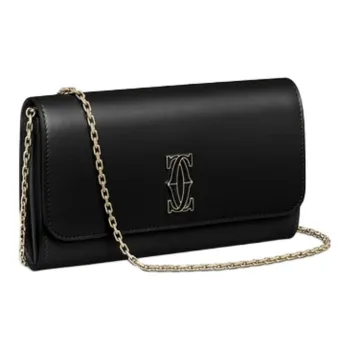 CARTIER Calfskin Wallet Women's Black