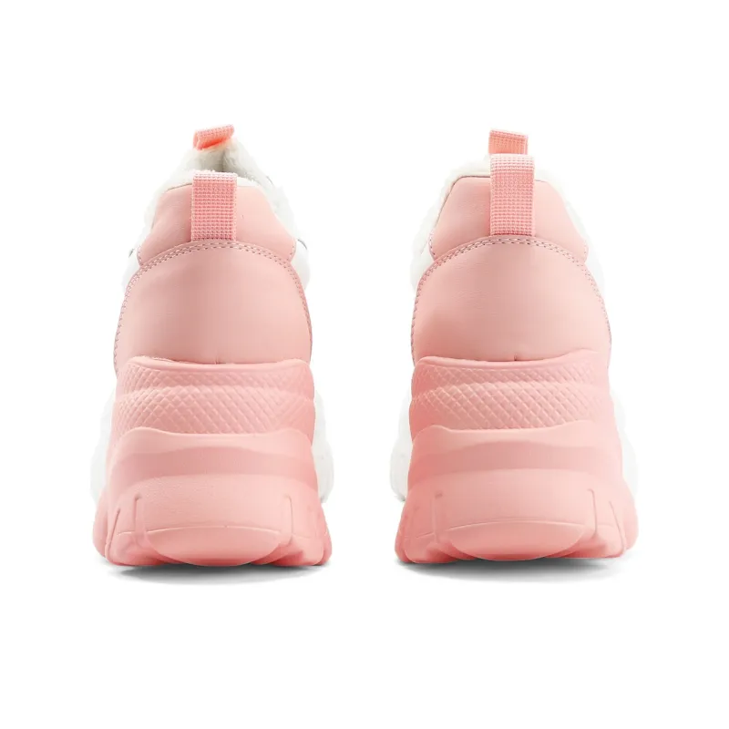 TOM TAILOR Sweet Pink Holographic Thick Heel Trendy Running Shoes Slip Resistant Low Top Casual Shoes Women's-22