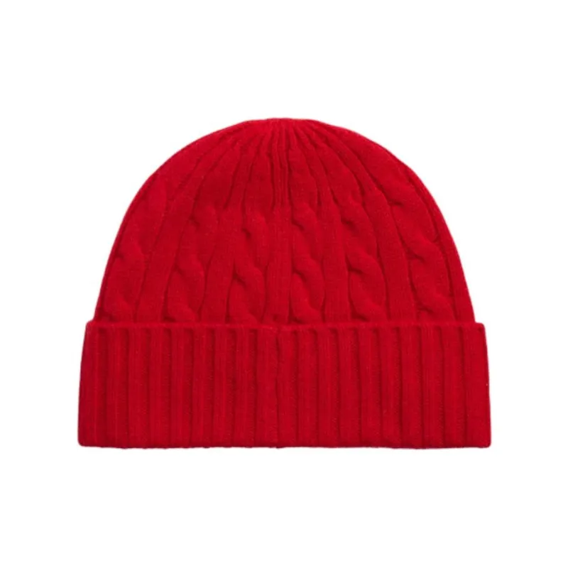 Polo Ralph Lauren Knitted Fabric, Wool, Cashmere Beanies Unisex Red-2