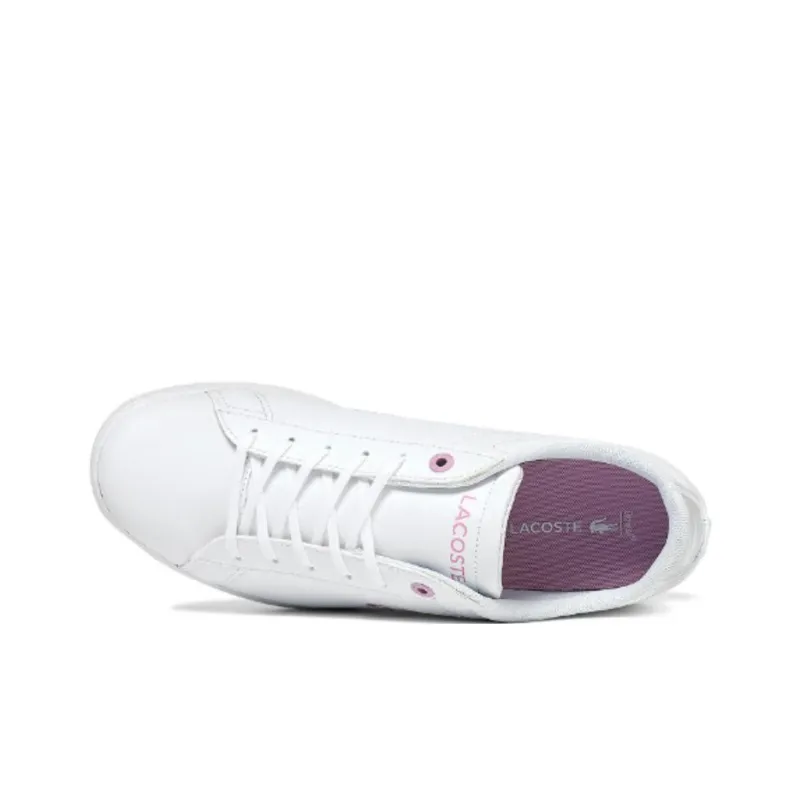 LACOSTE Slip Resistant Low Top Skateboard Shoes Women's Pink White-4