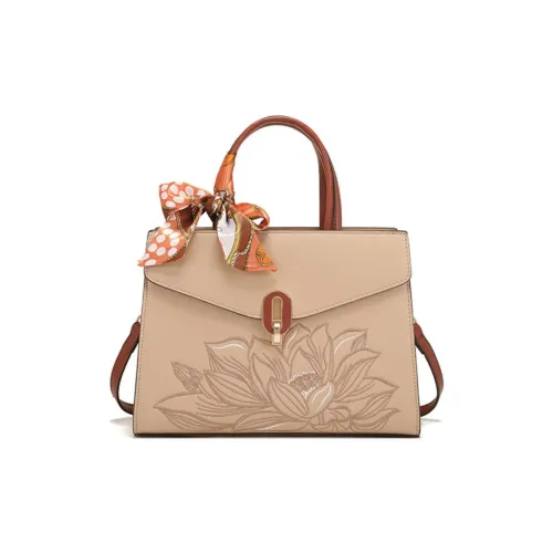 PAYOT Microfiber Synthetic Leather Handbag Regular Women's Apricot
