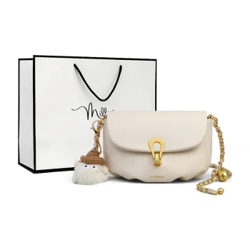 MILLIE'S Cow Leather With Synthetic Leather Cloud Bag Underarm Shoulder Bag Chain Bag Regular Women's Ecru