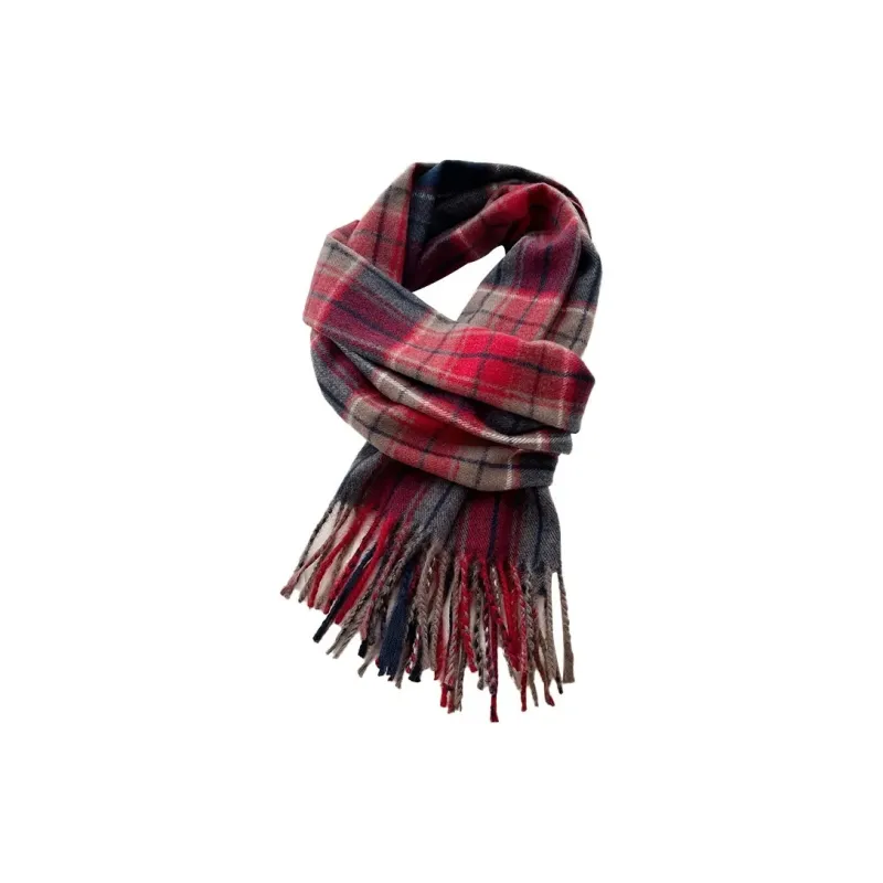 PISHUSHU Polyester Knit Scarves Unisex Red Green-0