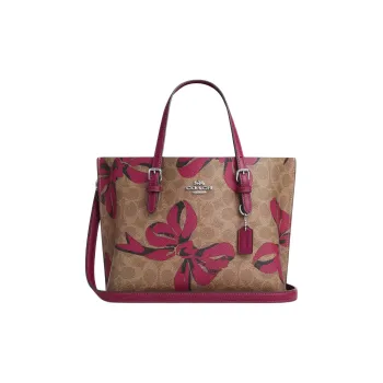 COACH Mollie Coated Canvas Tote Bag Shopping Bag Shoulder Bag Crossbody Bag Handbag Medium Size Women's Khaki & Purple