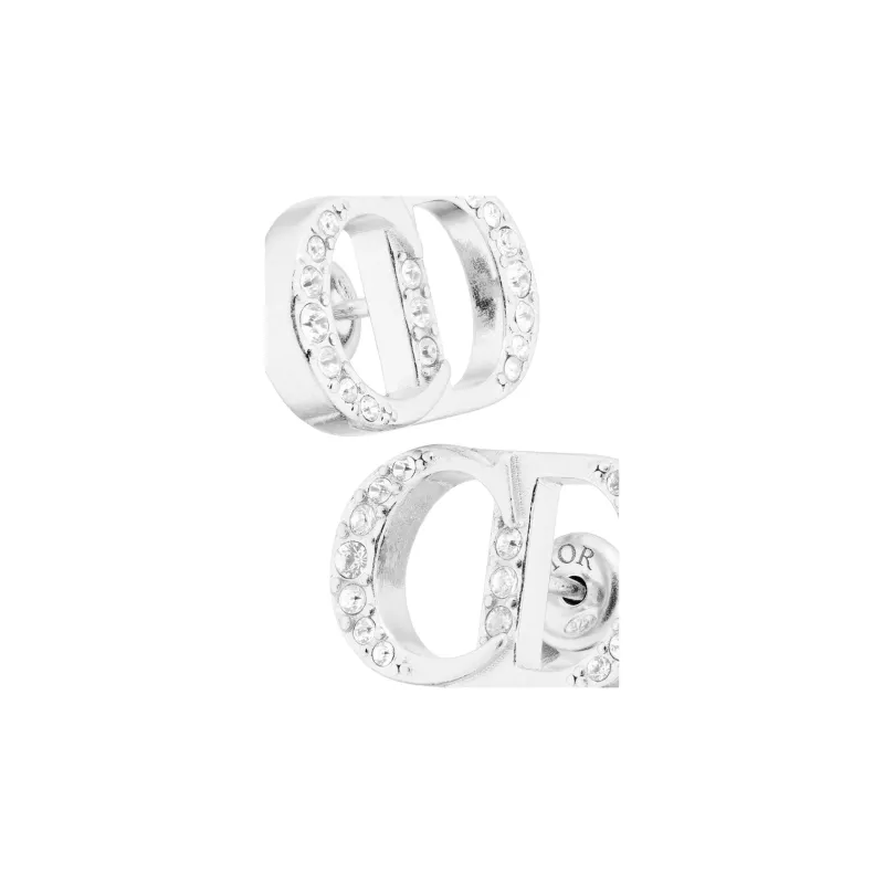 DIOR Sterling Silver, Crystal Stud Earrings Men's Silver-4
