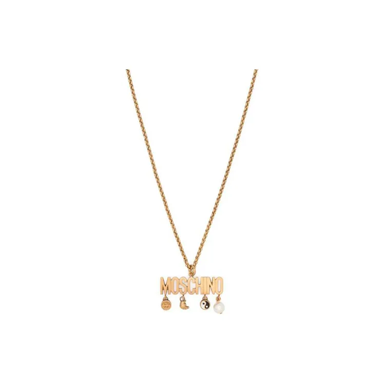 MOSCHINO Logo Lettering Charm Detailed Necklace-0