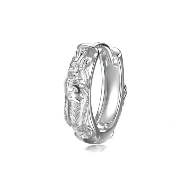 GUDUD Titanium Steel Earrings Unisex Silver-5