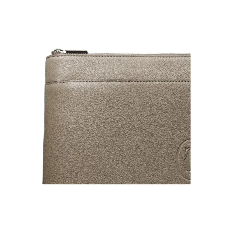 CARTIER Must De Cartier Cow Leather Clutch Large Size Men's Light Brown-1