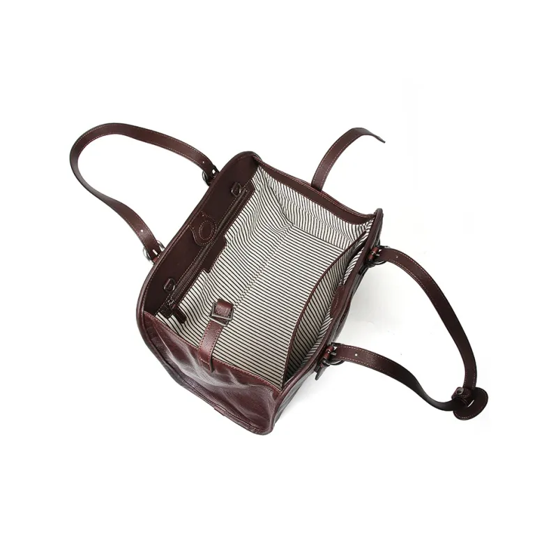 YOCAMU Vegetable Tanned Cow Leather Shoulder Bag Regular Women's Coffee/Black-4